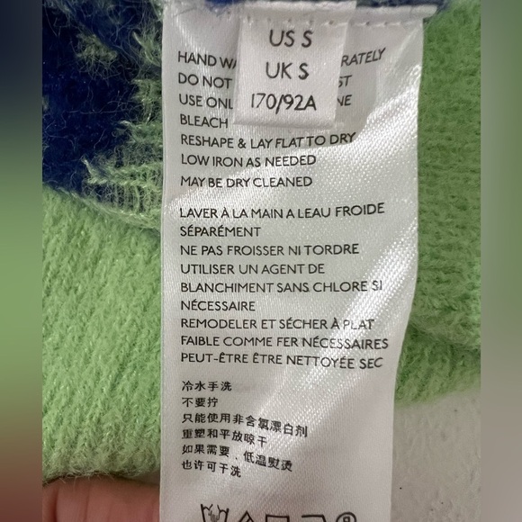 Free People Through The MotionsPullover Sweater Vest Sz Small yellow blue NWOT - Picture 7 of 8